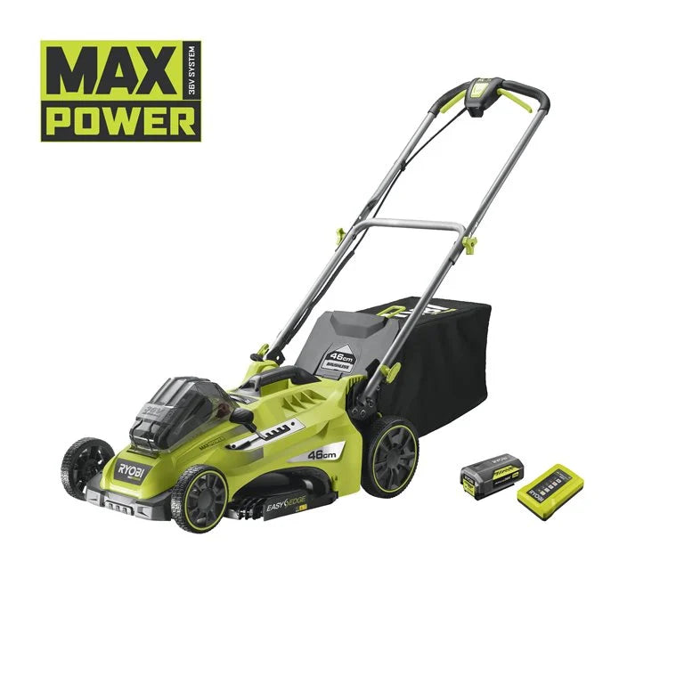 Rasaerba Semovente a Batteria Ryobi RLM36X46H50PG 36V MAX POWER - Taglio 46cm - Kit con Batteria 5.0Ah e Caricabatteria