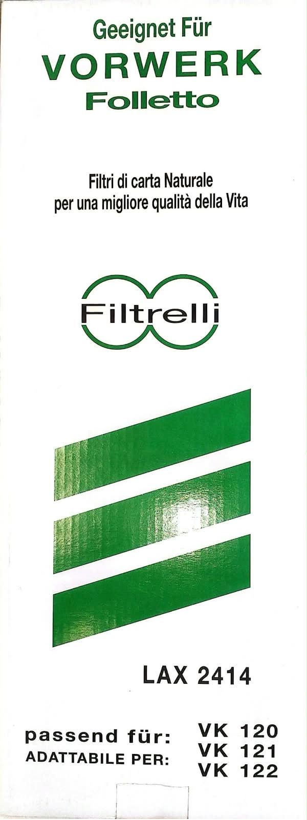 Kit da 8 sacchetti compatibili di alta qualità, progettati specificamente per aspirapolvere Vorwerk Folletto modelli VK120, VK121 e VK122